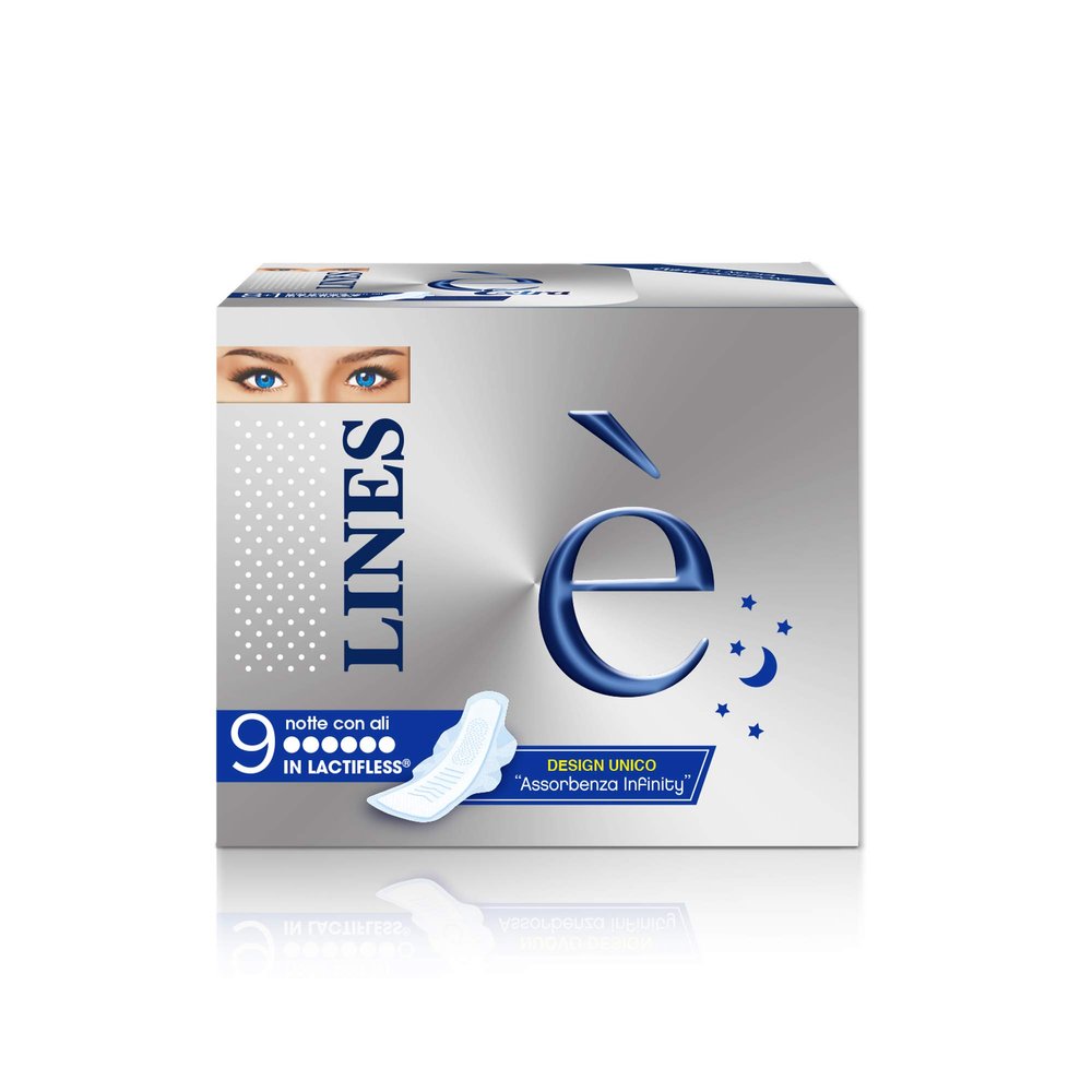 LINES Night Lactiflex Sanitary Pads, 9 Count