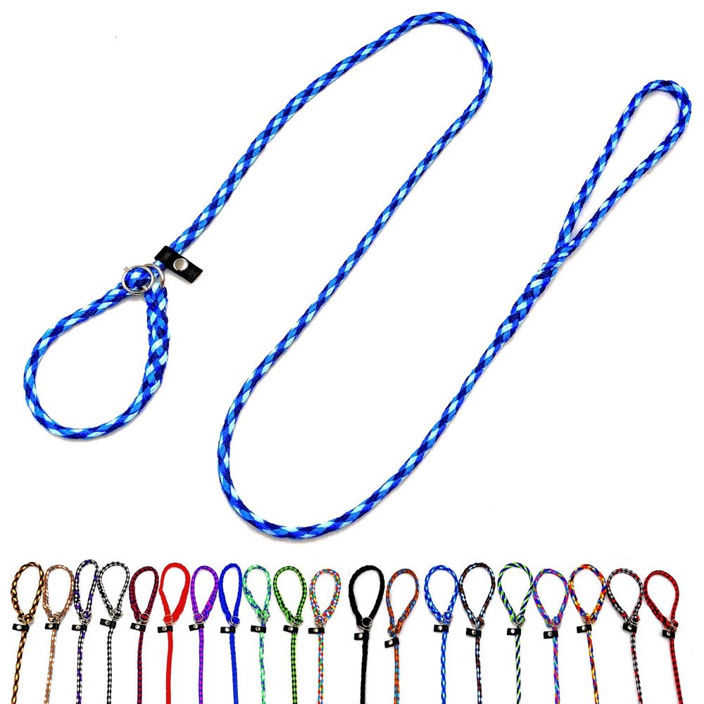 Retriever/Agility Slip Lead with Adjustable Stop, 1.30–2 m, for Dogs up to 50 kg (1.70 m, Small Dogs, 8 mm, Ocean)