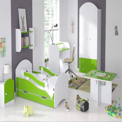 BDW Children's Bed/Youth Bed 140/160/180 with Drawer and Mattress (140 x 70 cm, Green)