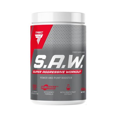 Trec Nutrition S.A.W. 1-Pack x 400 g Pump Supplement – Arginine, Citrulline, Beta-Alanine, Taurine, Grape Extracts, Caffeine, Creatine (Cherry-Grapefruit)