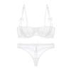 varsmiss Sexy Sheer Lace Underwire Bra Set with Thong, White, 75C view 1