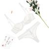 varsmiss Sexy Sheer Lace Underwire Bra Set with Thong, White, 75C view 2