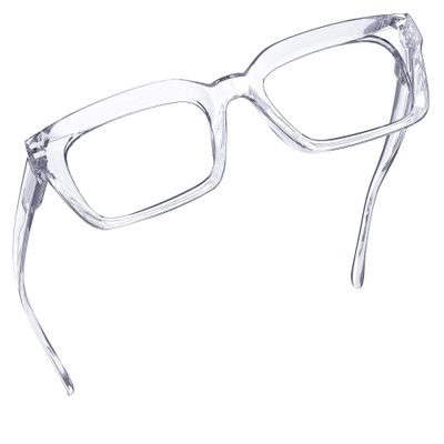 Eyekepper Women's Reading Glasses - Oversized Square-Frame Reading Glasses, Transparent, +3.75