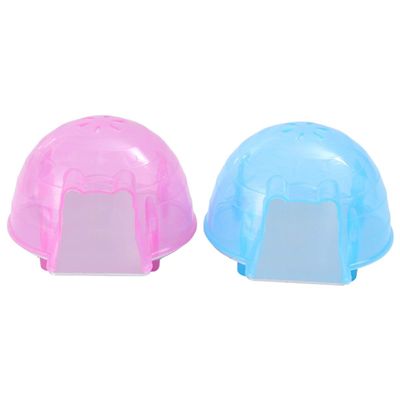 VILLCASE 2-Piece Hamster Hideouts, Mini Hamster Igloo Summer Cooling Houses, Plastic Small Pet Sand Bath, Assorted Colors