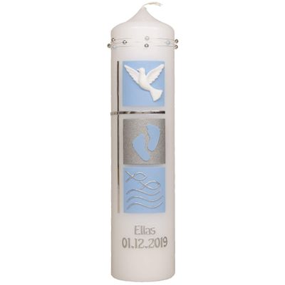 meinkerzenshop Baptism Candle Elias for Boy or Girl with Name and Date, Personalized and Handmade 16939