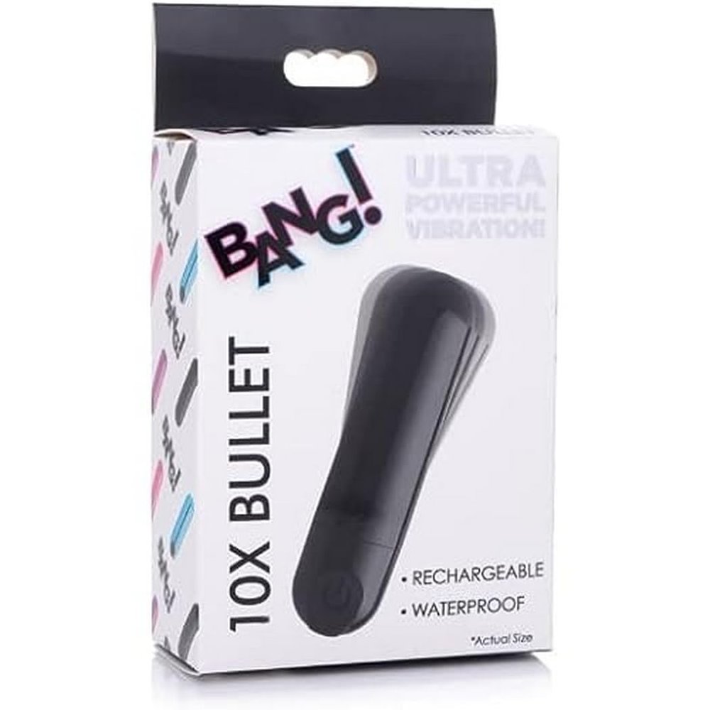 10X Rechargeable Vibrating Metallic Bullet - Black