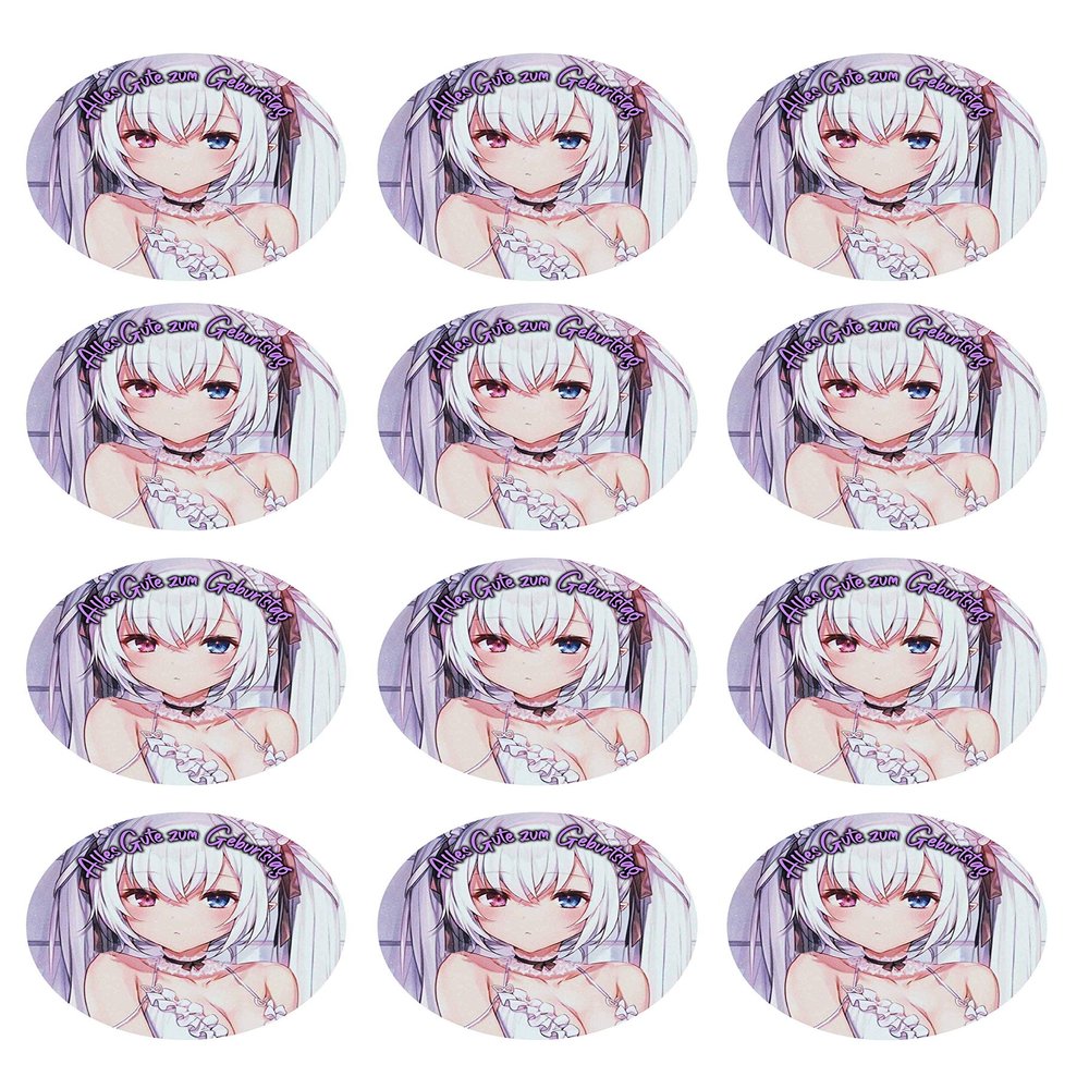 12 Muffin Toppers, Approx. 6 cm, DIY Cut-Out, Manga Anime Birthday Design, Fondant 0851x