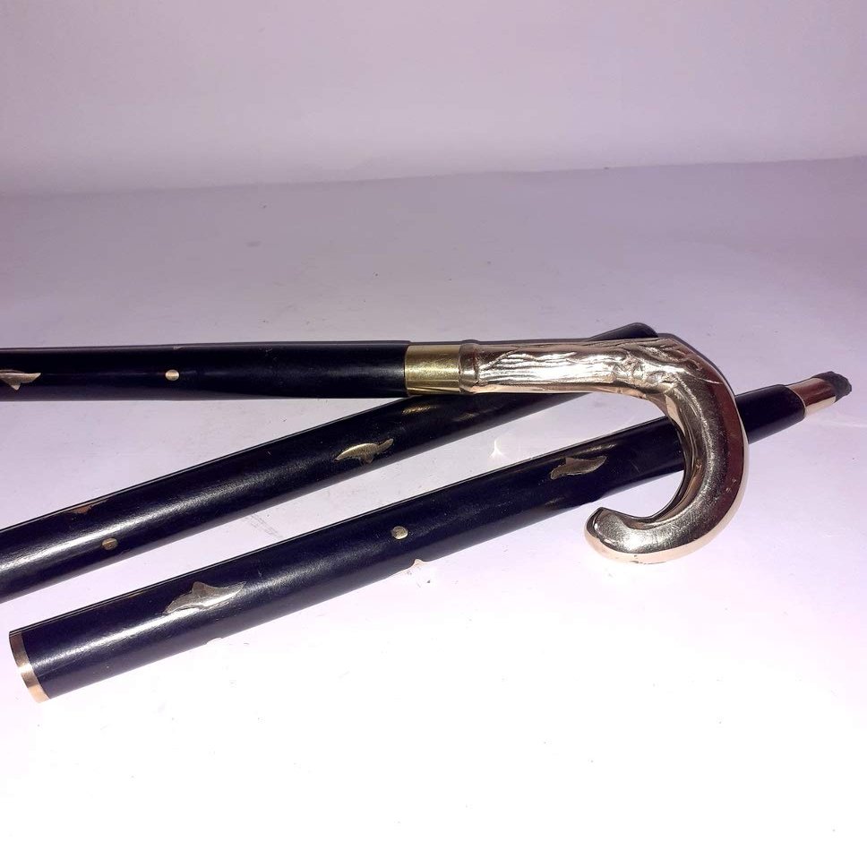 Handcrafted Walking Cane with Victorian Brass Head
