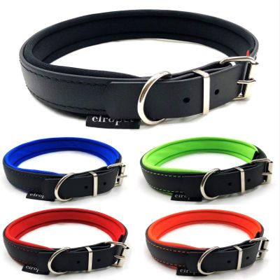 Biothane Dog Collar with Neoprene Lining, Adjustable, XS–L (L: 48–55 cm), Black/Flame Red