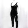 KHJK Active Women's Patent Leather Lingerie Catsuit with Crotch Zipper, Black, XL view 3