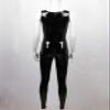 KHJK Active Women's Patent Leather Lingerie Catsuit with Crotch Zipper, Black, XL view 4