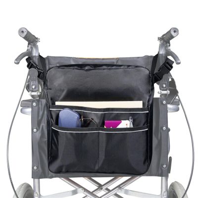 Grantien Wheelchair Bag, Walker Bag with 4 Pockets, Black Oxford, 31.5 × 30 cm