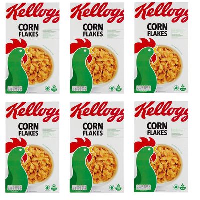 6x Kellogg's Corn Flakes, Crispy Golden and Delicious, 500 g