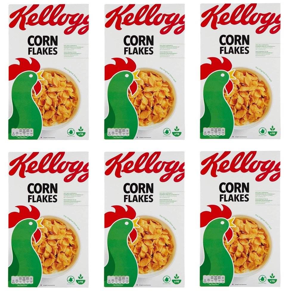 6x Kellogg's Corn Flakes, Crispy Golden and Delicious, 500 g