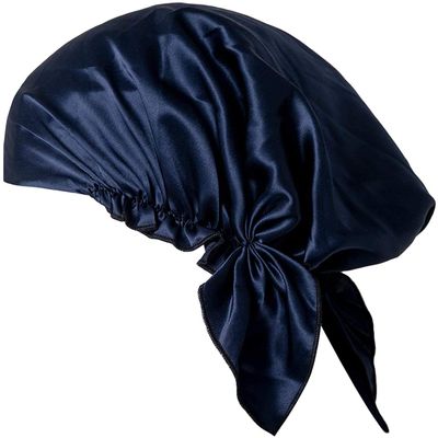 Mulberry Silk Sleep Bonnet for Women, Navy Blue