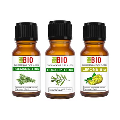 Organic Rosemary, Eucalyptus & Lemon Essential Oil Set, 100% Pure