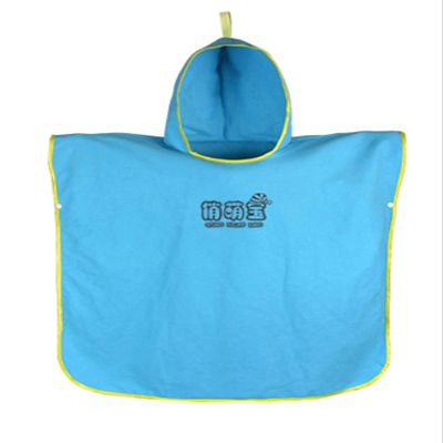 Letuwj Soft Compact Changing Robe for Children, Hooded Poncho for Swimming, Changing, Boys and Girls, Blue, 27.56" x 27.56"