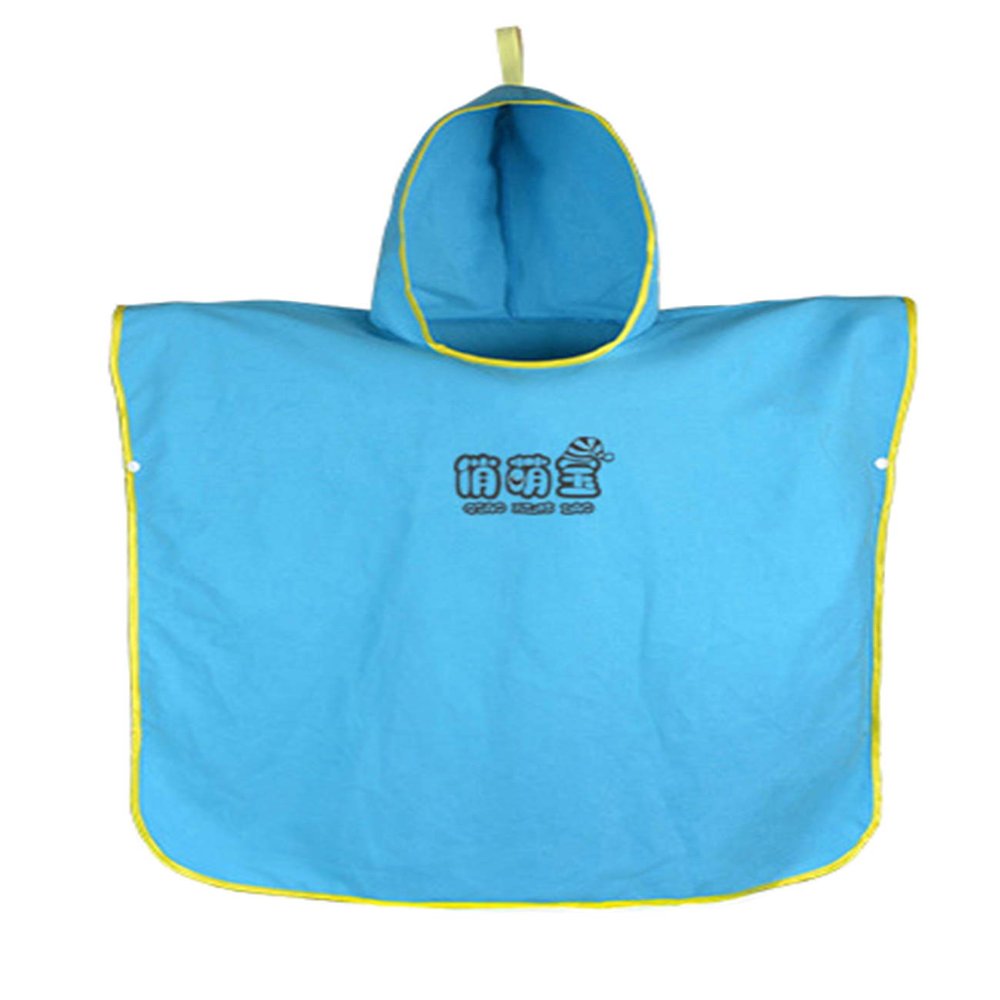 Letuwj Soft Compact Changing Robe for Children, Hooded Poncho for Swimming, Changing, Boys and Girls, Blue, 27.56" x 27.56"