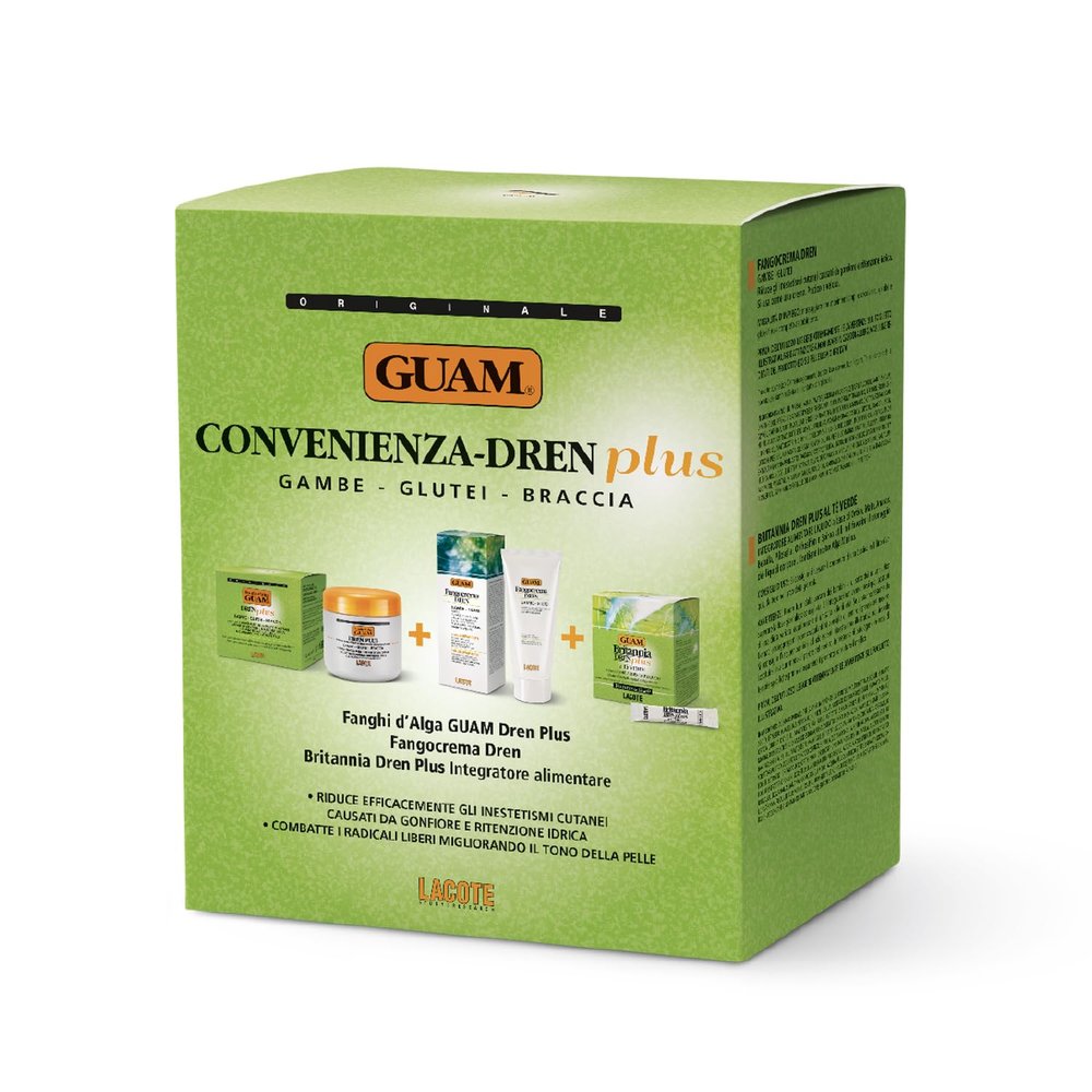 Guam Dren Plus Seaweed Mud Convenience Set, 500 g + 200 ml Cream + 30 Sachets