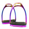 Extreme Stirrup Irons for Equestrian Sports, Steel, with Black Treads, 12.1 cm, Rainbow Colors view 3