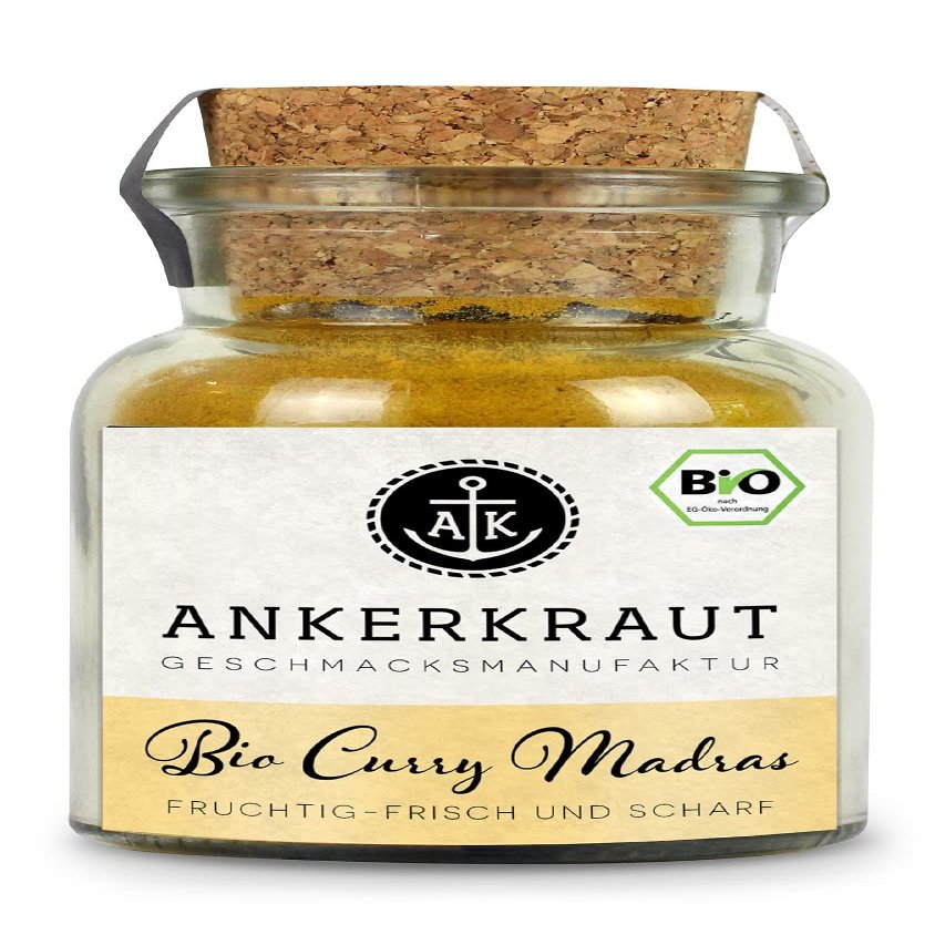 Ankerkraut Organic Curry Madras, 70 g in a Cork Jar