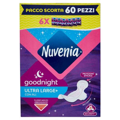 Nuvenia Ultra Night Absorbent Pads with Wings - Breathable and Fast Absorption - 6 Packs of 10