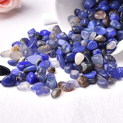 NUJA 50 g / 100 g Natural Crystal Gravel Sample, Amethyst Home Decor, Colorful Aquarium Healing Stone Rock Mineral Christmas DIY Gift (Color: Blue Agate, Size: 100 g)