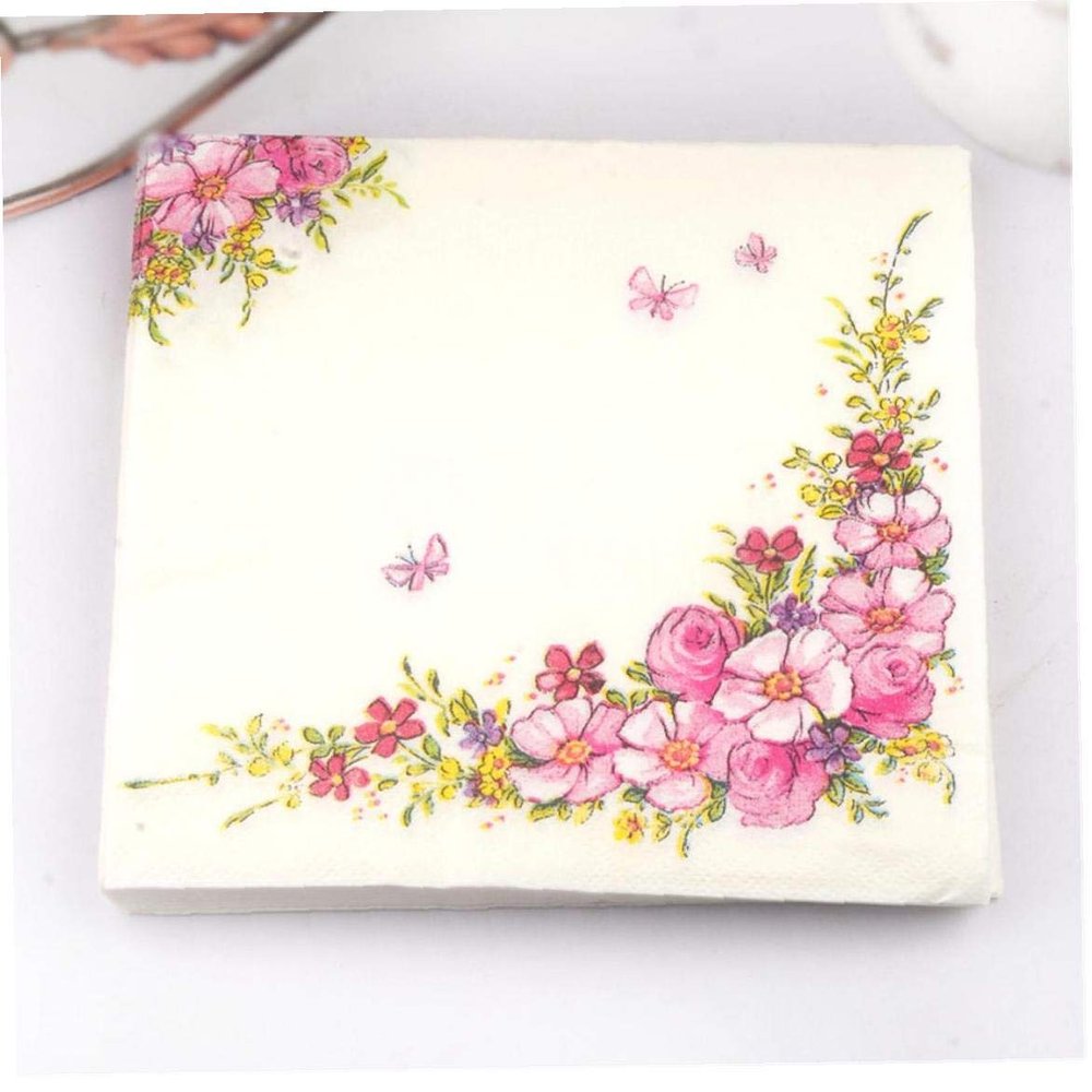 20pcs Pack Paper Napkins Pink Flowers