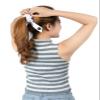 LOFBAZ Women's Button Hair Ties for Face Mask Ear Protection, Scrunchie Bow Ponytail Accessory, White, One Size view 3