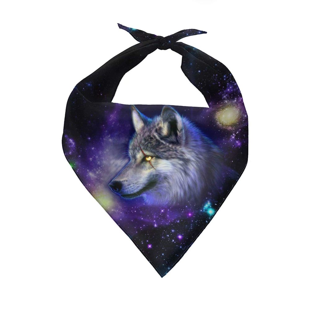 chaqlin Galaxy Wolf Print Dog Bandana