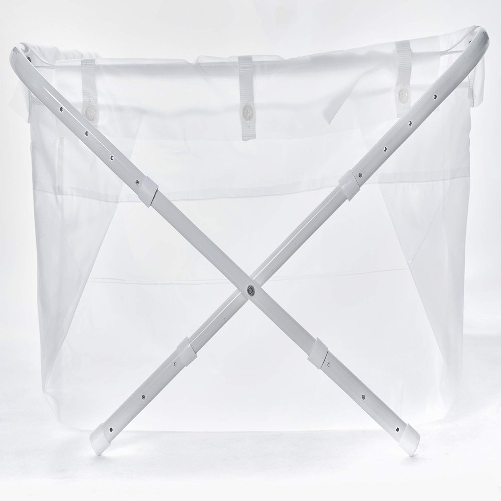 BiBaBad Folding Baby and Kids' Bathtub with Shower Frame, Adjustable 60–80 cm, Misty White
