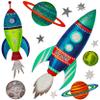 alles-meine.de GmbH Wall Stickers, Rocket, Planets & Outer Space, 12-Piece Set, 3D Glitter, Reusable view 3