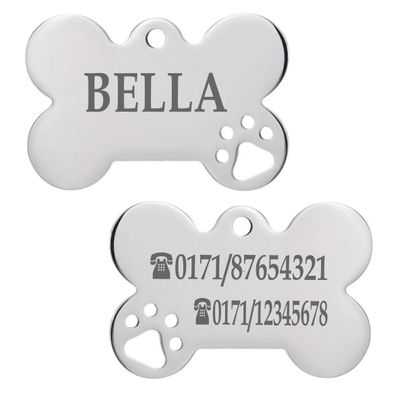 Ibera Gifts - Personalized Dog Tag in Bone Shape for Small Pets