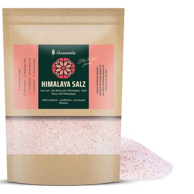 Gourmetia Fine Himalayan Salt 900 g, Pink Rock Salt from Punjab, Pakistan