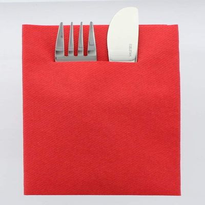 Airlaid Solid-Color Cutlery Napkins | Cutlery Pocket | 40 x 40 cm | 1/8 Fold | Premium Disposable Napkin | Highly Absorbent | Basic | 75 pcs (Red)