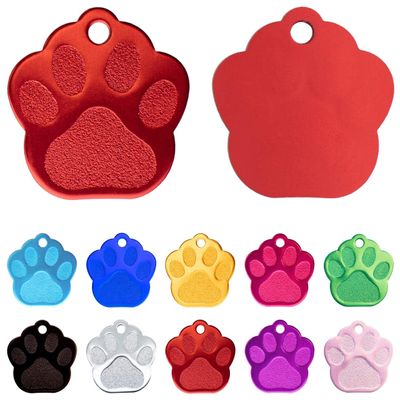 Ibera gifts Paw-Shaped Engraved Pet ID Tag for Medium to Large Dogs and Cats, Red