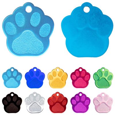 Ibera Gifts - Personalized Paw-Shaped Dog Tag for Medium to Large Dogs and Cats (Light Blue)