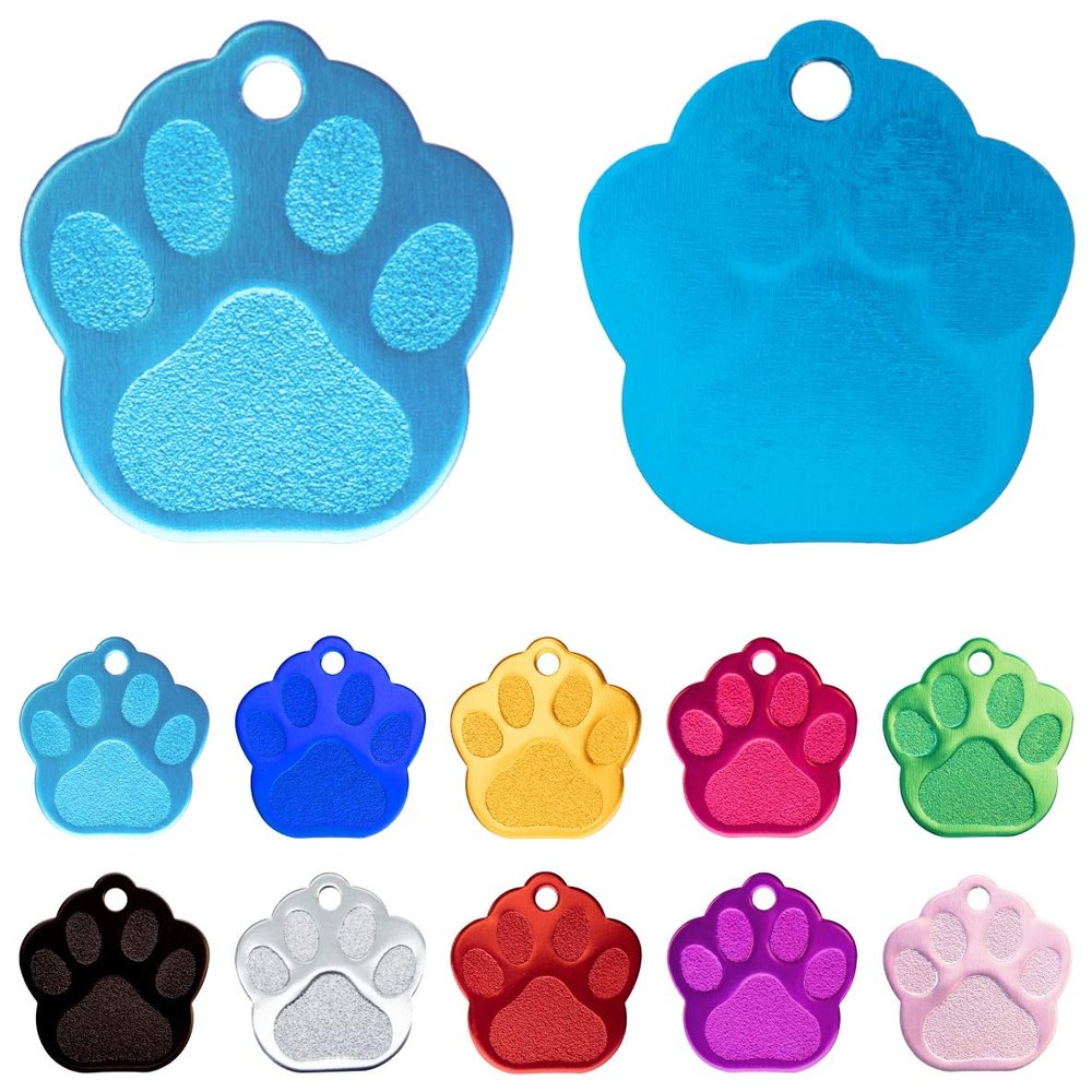 Ibera Gifts - Personalized Paw-Shaped Dog Tag for Medium to Large Dogs and Cats (Light Blue)