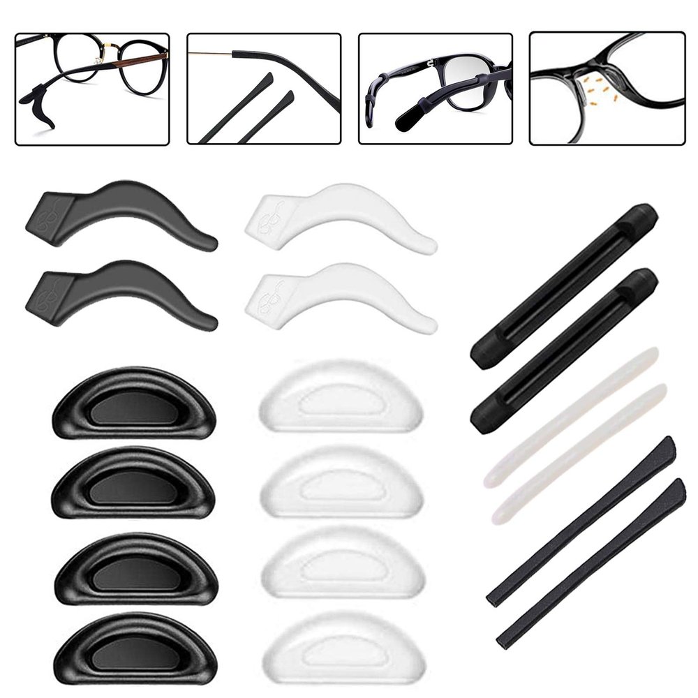 Eyerayo Non-Slip Eyeglass Holders for Ears, Hooks, Nose Pads and Temple Extensions, 9 Pairs