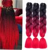 Jumbo Braids Extensions, Black and Red Synthetic Hair view 1