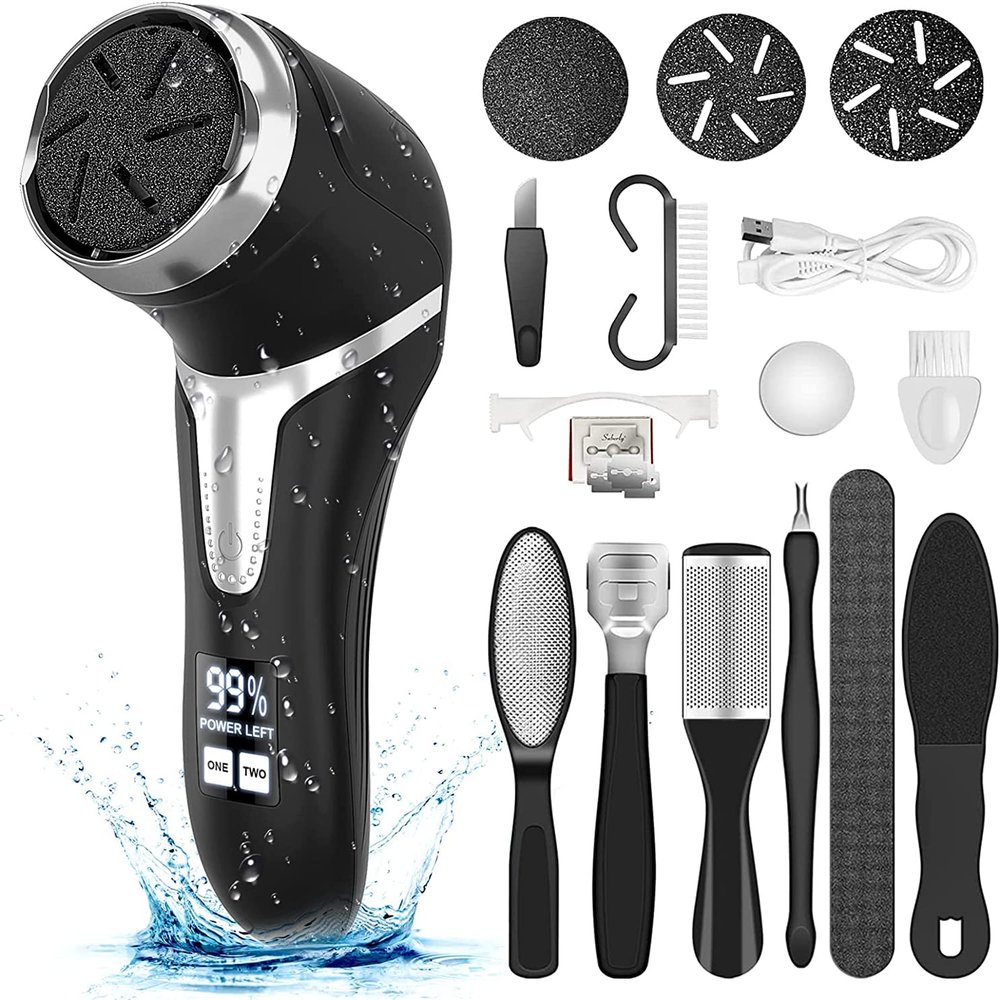 VXDOIRK Electric Callus Remover, Rechargeable Waterproof Foot File with 3 Rollers and 2 Speeds