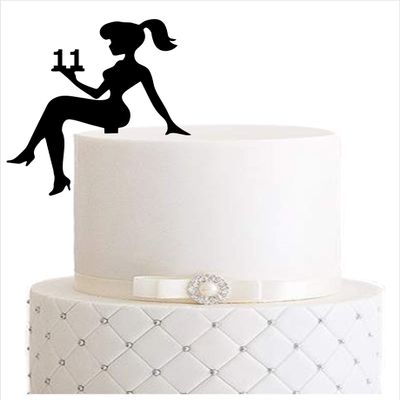 Girl Birthday Cake Topper, Number 11, Black
