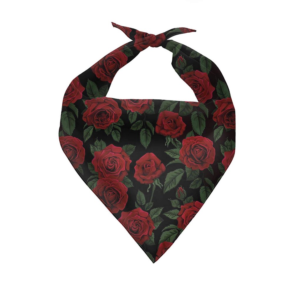 COEQINE Dog Bandana, Valentine's Day, Red Rose Floral Print
