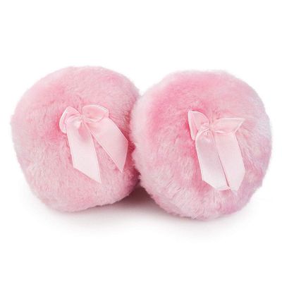 Fluffy Pink Powder Puffs with Ribbon, 9 cm, 2-Pack