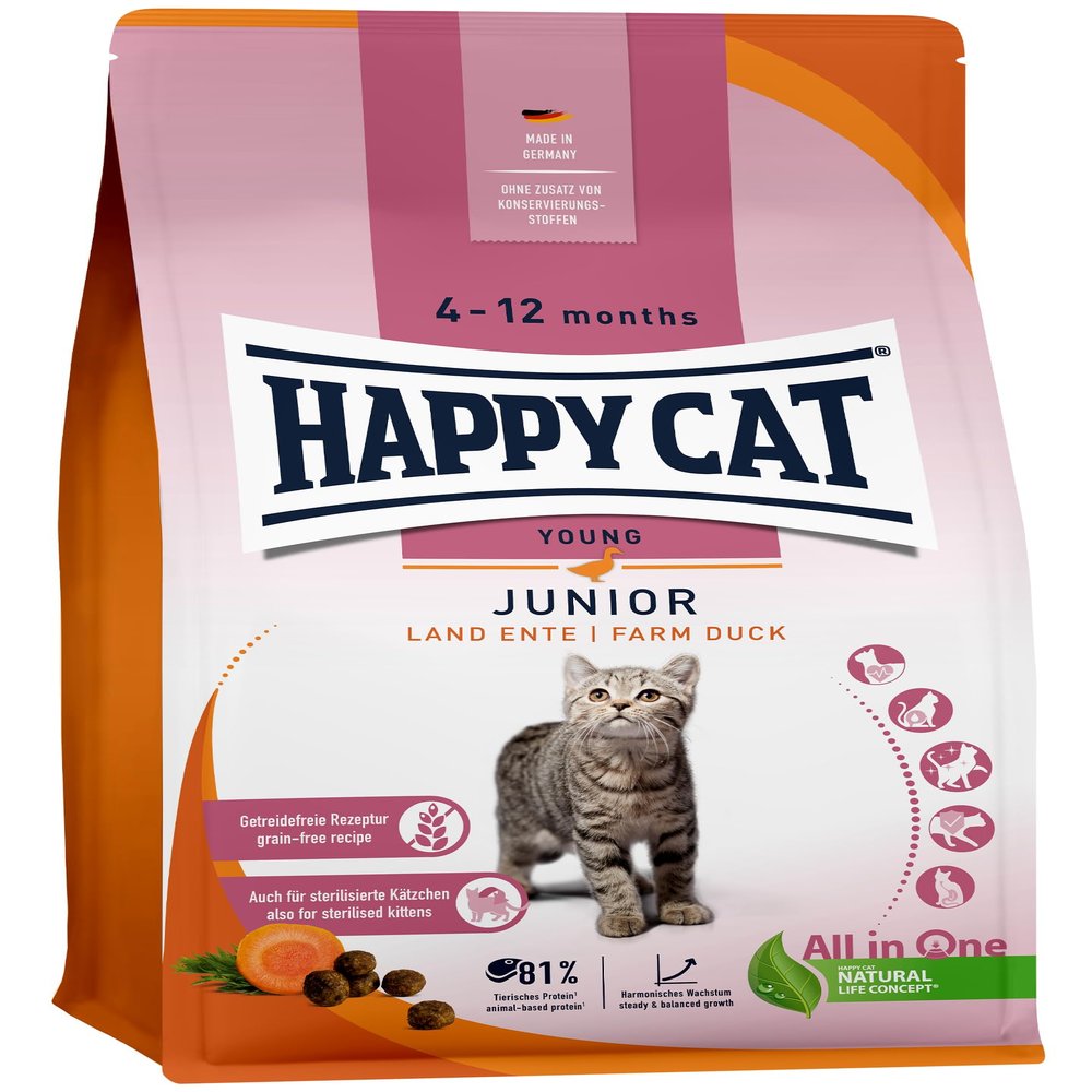 Happy Cat 70543 - Young Junior Duck Dry Cat Food - 300g