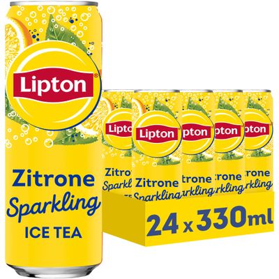 LIPTON ICE TEA Sparkling Lemon, Carbonated Iced Tea with Lemon Flavor, Single-Use Cans (24 x 0.33 L) (Packaging May Vary)