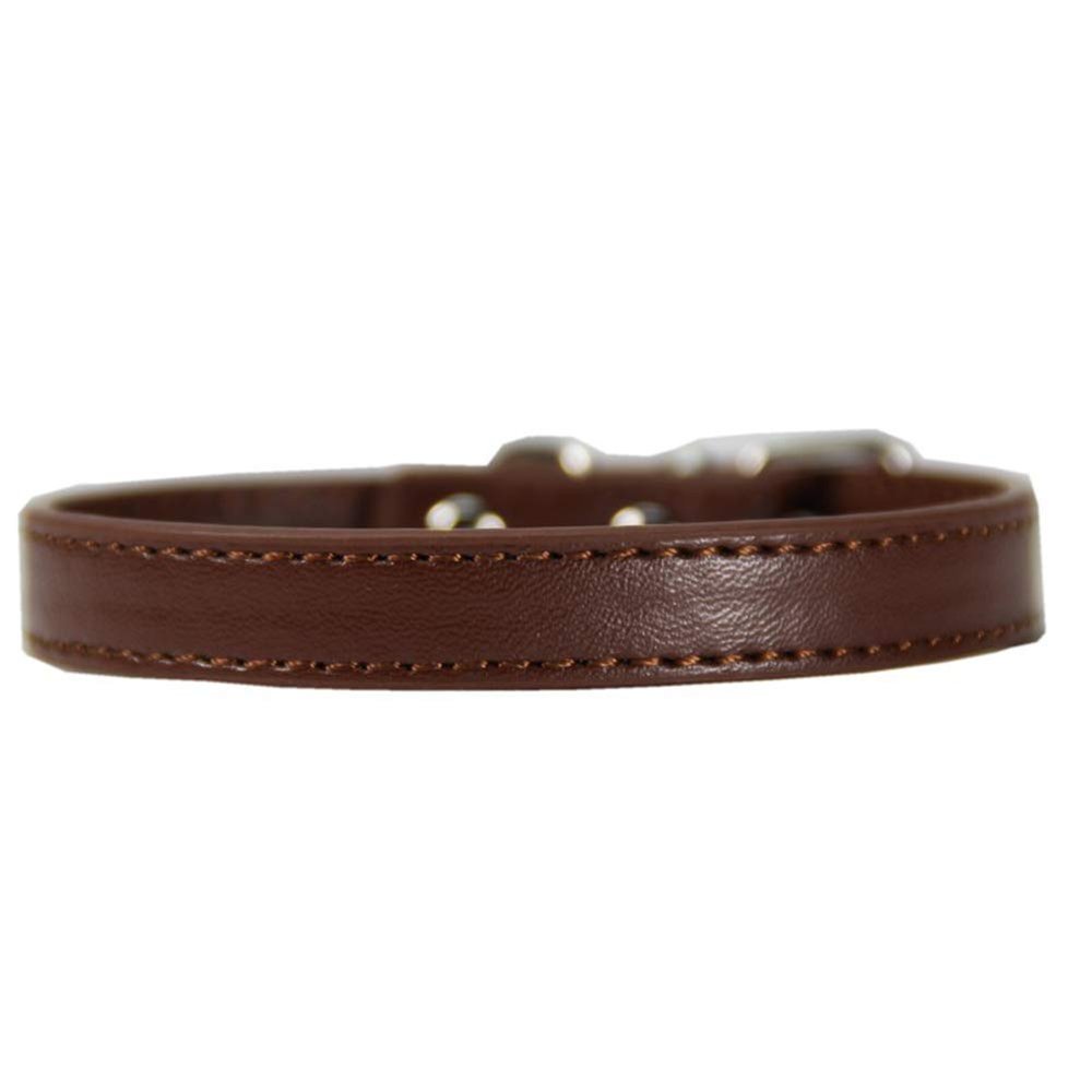 CUSROS Faux Leather Dog Collar for Puppies, Coffee, XS