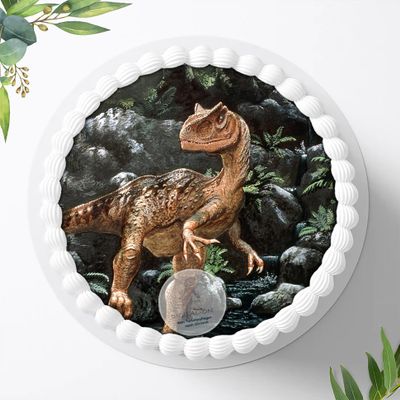 Dinosaur Birthday Cake Edible Cake Topper, 20 cm, 0280c