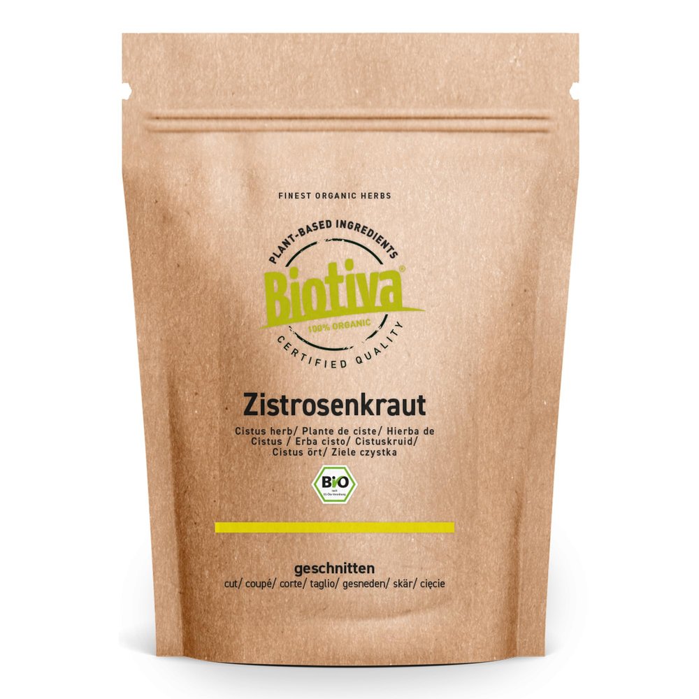 Organic Cistus Herb 100 g (Cistus incanus) – Premium Organic Quality – Bulk Pack – Packed and Inspected in Germany – Biotiva