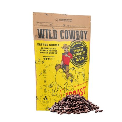 Blank Roast Wild Cowboy Coffee Beans, 500 g, Hickory-Wood Roasted, 100% Arabica, Low Acidity
